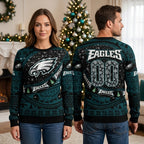 Philadelphia Eagles Snowflake Logo Number 00 Ugly Christmas Sweater
