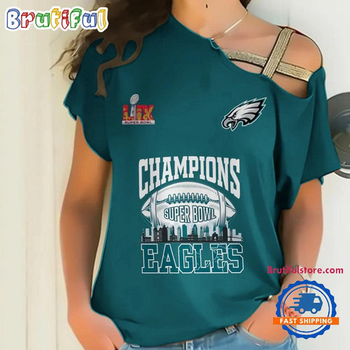 Philadelphia Eagles SUPER BOWL LIX CHAMPIONS 2025 New One Shoulder Shirt