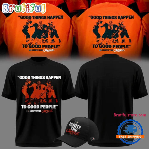 Philadelphia Flyers GOOD THINGS HAPPEN TO GOOD PEOPLE Black 3D Shirt