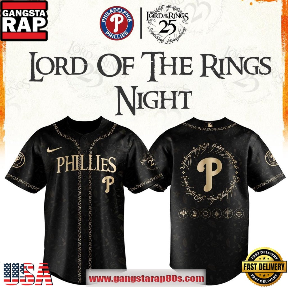 Philadelphia Phillies x Lord of The Rings Night 2026 Black Baseball Jersey