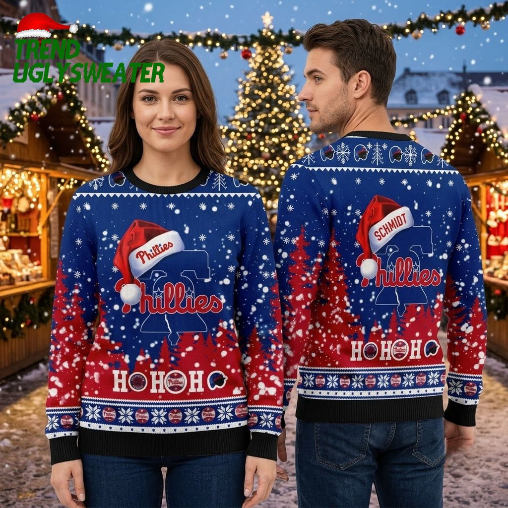 Phillies Santa Hat Logo Ho Ho Ho Ugly Christmas Sweater
