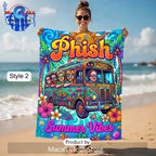 Phish Band Summer Vibes Cartoon Illustration Beach Day Towel