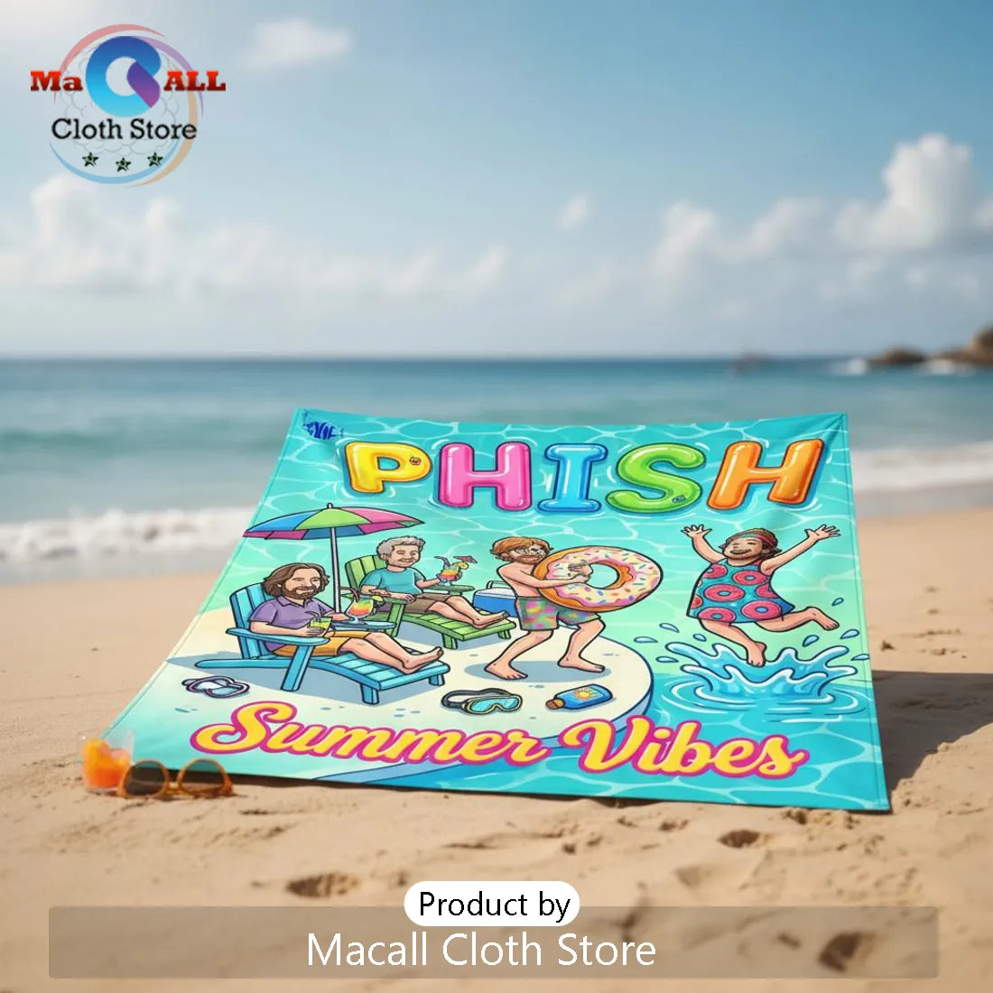 Phish Summer Vibes Cartoon Beach Towel