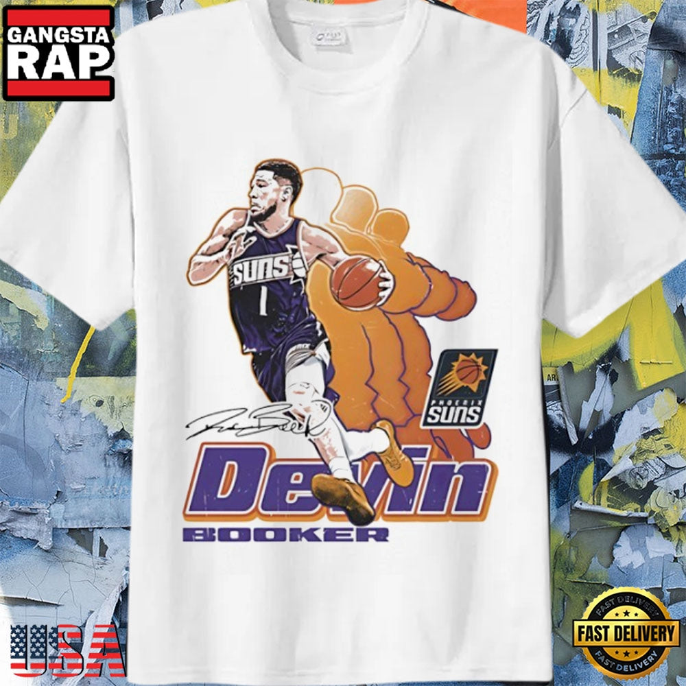 Phoenix Suns Devin Booker Vintage Style Autographed T-Shirt