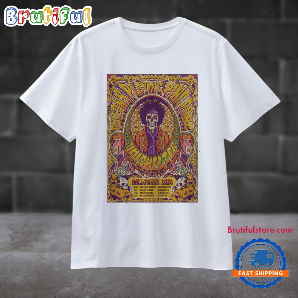 Pigeons Playing Ping Pong Jimi Shelter Halloween 2024 Tour T Shirt