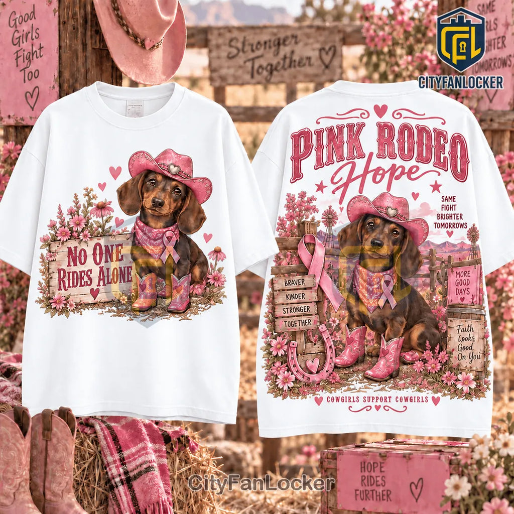 Pink Rodeo Dachshund Breast Cancer Awareness Shirt