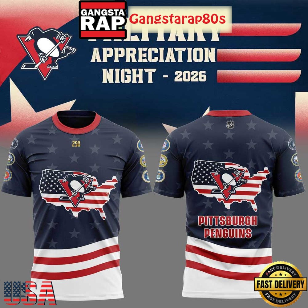 Pittsburgh Penguins Military Appreciation 2026 3D T-Shirt