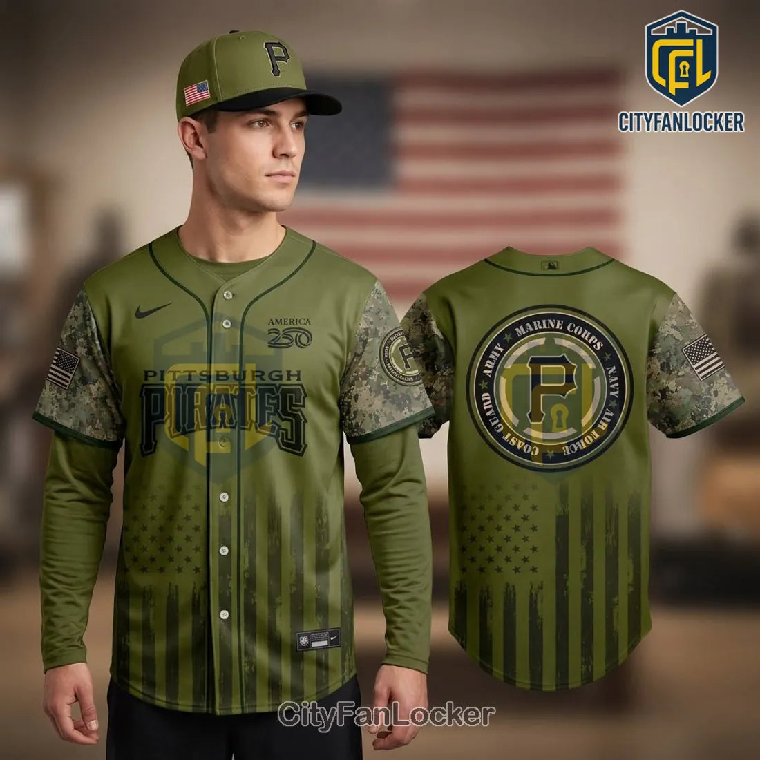 Pittsburgh Pirates 2026 Military Appreciation America 250 Baseball Jersey