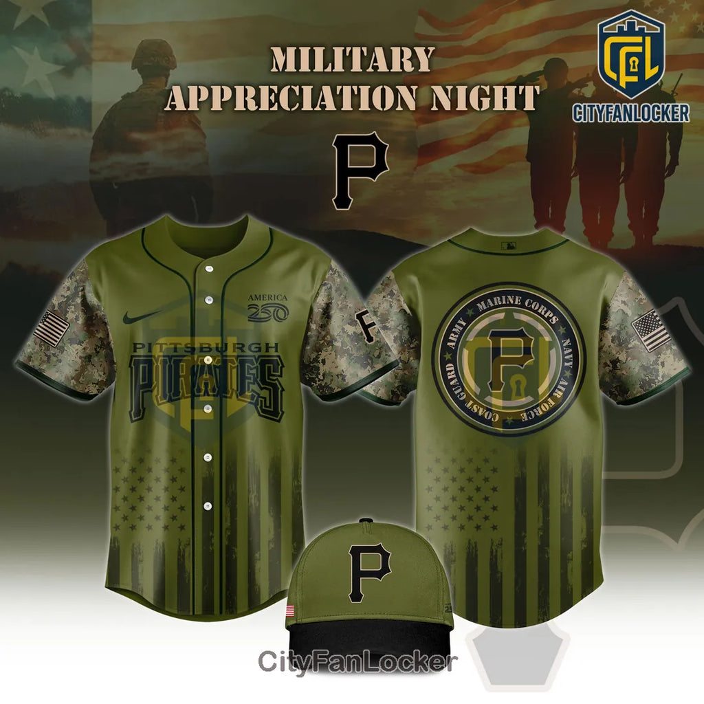 Pittsburgh Pirates 2026 Military Appreciation America 250 Baseball Jersey