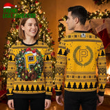 Pittsburgh Pirates Christmas Wreath And Lights Ugly Christmas Sweater