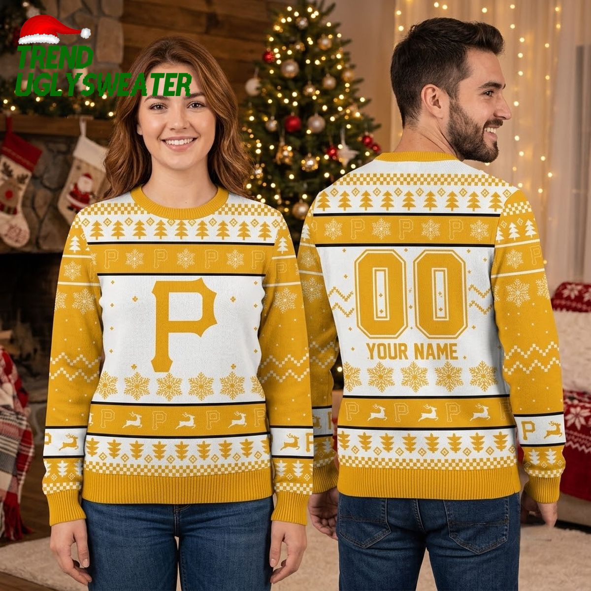 Pittsburgh Pirates Custom Name And Number P Logo Ugly Christmas Sweater