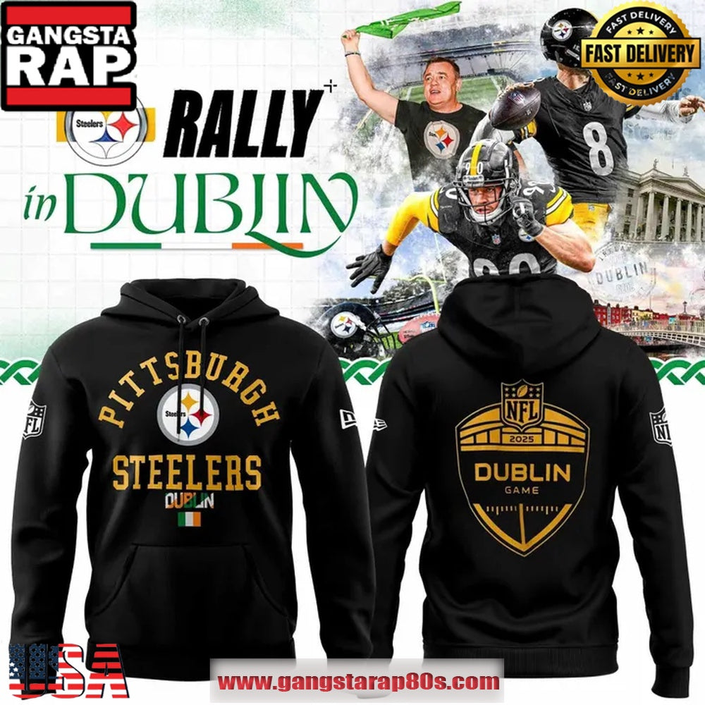 Pittsburgh Steelers 2025 Ireland Game Black Hoodie Shirt
