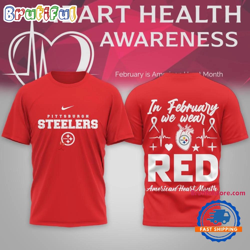 Pittsburgh Steelers 2026 NFL February is American Heart Month Limited Edition 3D Shirt