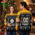 Pittsburgh Steelers Custom Name And Number Ugly Christmas Sweater