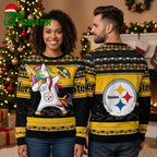 Pittsburgh Steelers Dabbing Unicorn Ugly Christmas Sweater