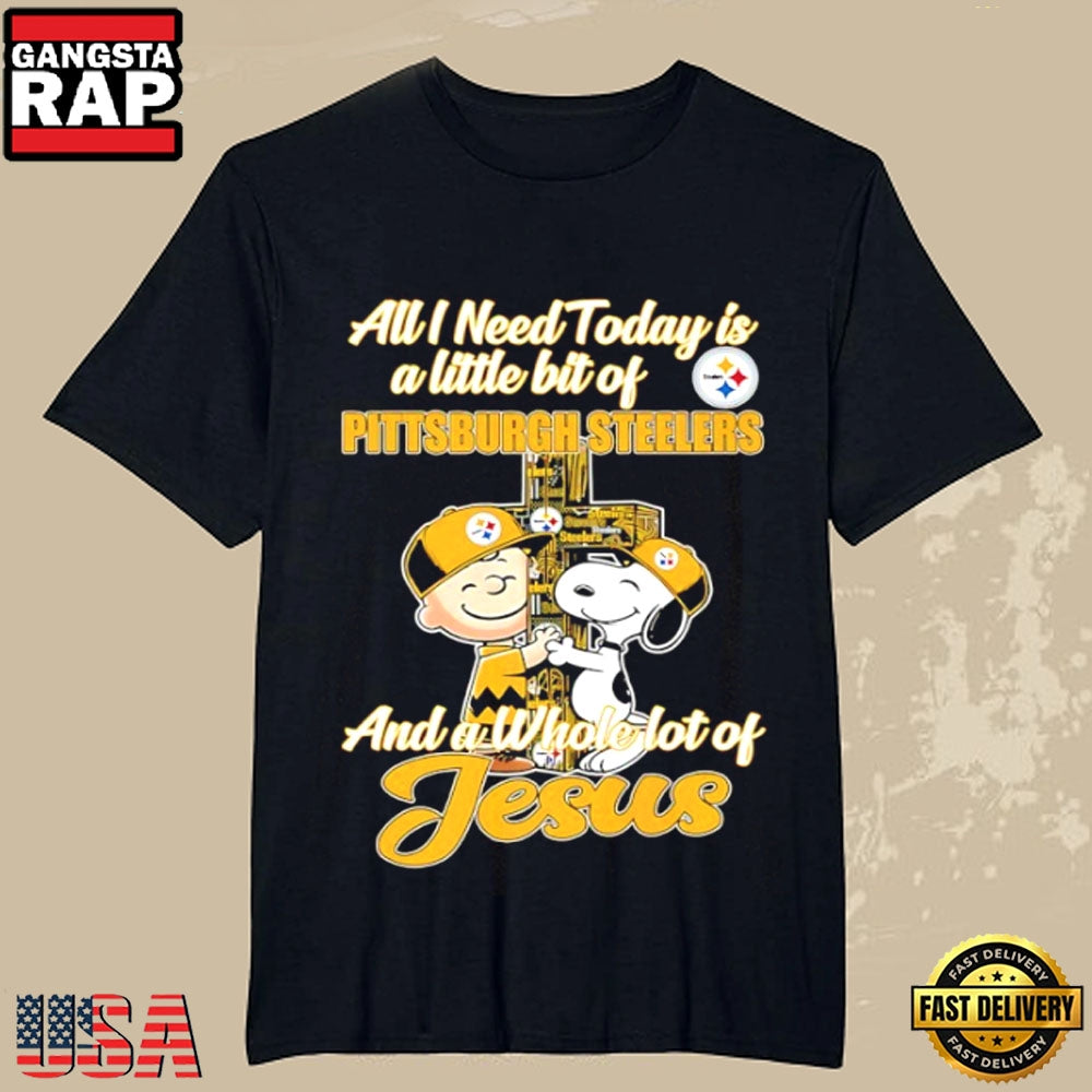 Pittsburgh Steelers Faith Shirt Charlie Brown Snoopy Hug Cross T-Shirt