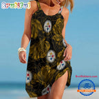 Pittsburgh Steelers Flower Pattern Women’s Summer Beach Sling Dress