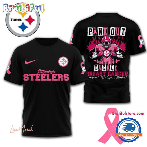 Pittsburgh Steelers Football Pink Out Tackle Breast Cancer New Design 3D Shirt