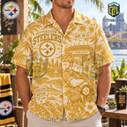 Pittsburgh Steelers Gold Hawaiian Shirt