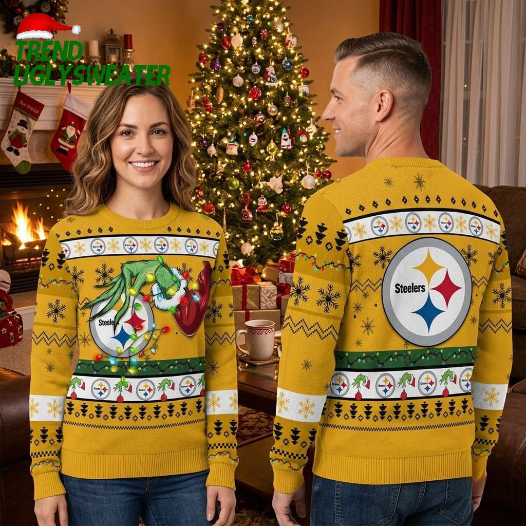 Pittsburgh Steelers Grinch’s Hand Football Ugly Christmas Sweater