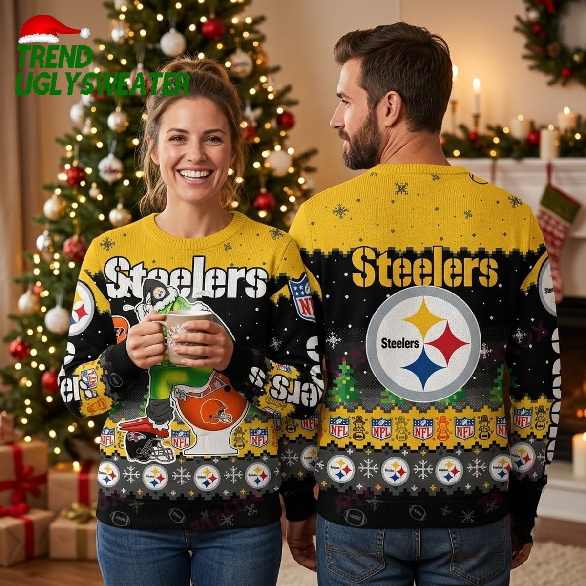 Pittsburgh Steelers Grinch Toilet Ugly Christmas Sweater