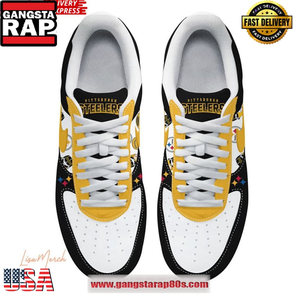 Pittsburgh Steelers Here We Go Air Force 1 Running Sneakers Shoes