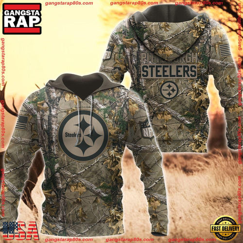 NFL Pittsburgh Steelers Hunting Camo 3D Hoodies