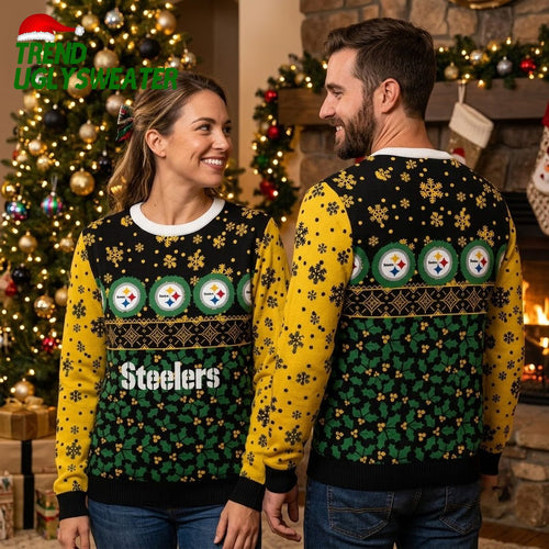 Pittsburgh Steelers Logo Print Ugly Christmas Sweater