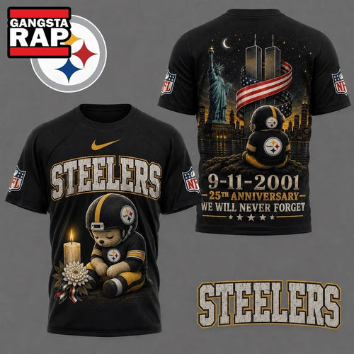 Pittsburgh Steelers NFL 9 11 25th Anniversary Never Forget Memorial 3D T Shirt, Football New Design Shirt
