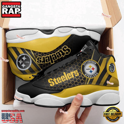 NFL Pittsburgh Steelers New Design Air Jordan 13 Running Sneakers Shoes For Fans