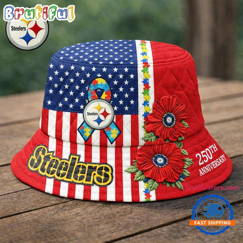 Pittsburgh Steelers NFL Autism America 250th Anniversary Bucket Hat