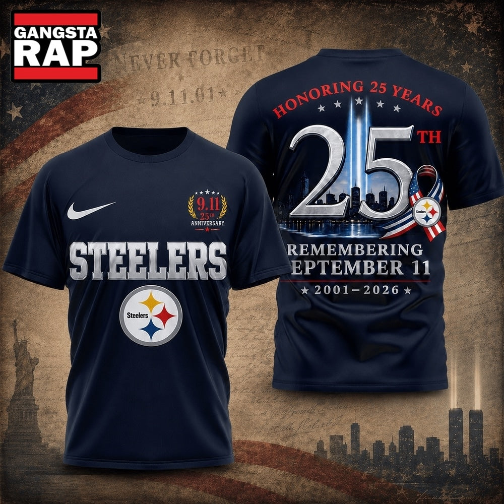 Pittsburgh Steelers NFL Honoring 25 Years Remembering September 11 T Shirt, Football New Design Shirt