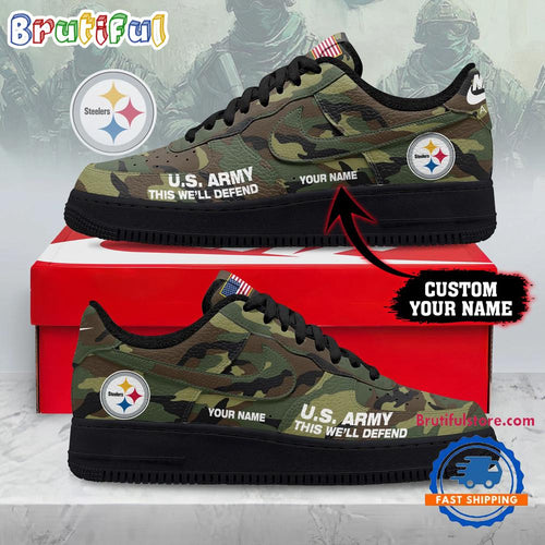 Pittsburgh Steelers NFL US Army Custom Air Force 1 Shoes Sneaker