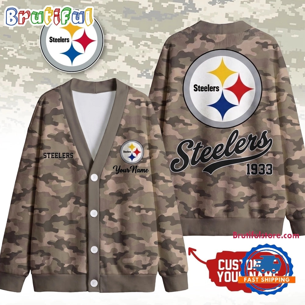 Pittsburgh Steelers NFL Veteran Military Camo Heritage Cardigan