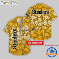 Pittsburgh Steelers Night Flower Pattern Personalized Name Hawaii Shirt