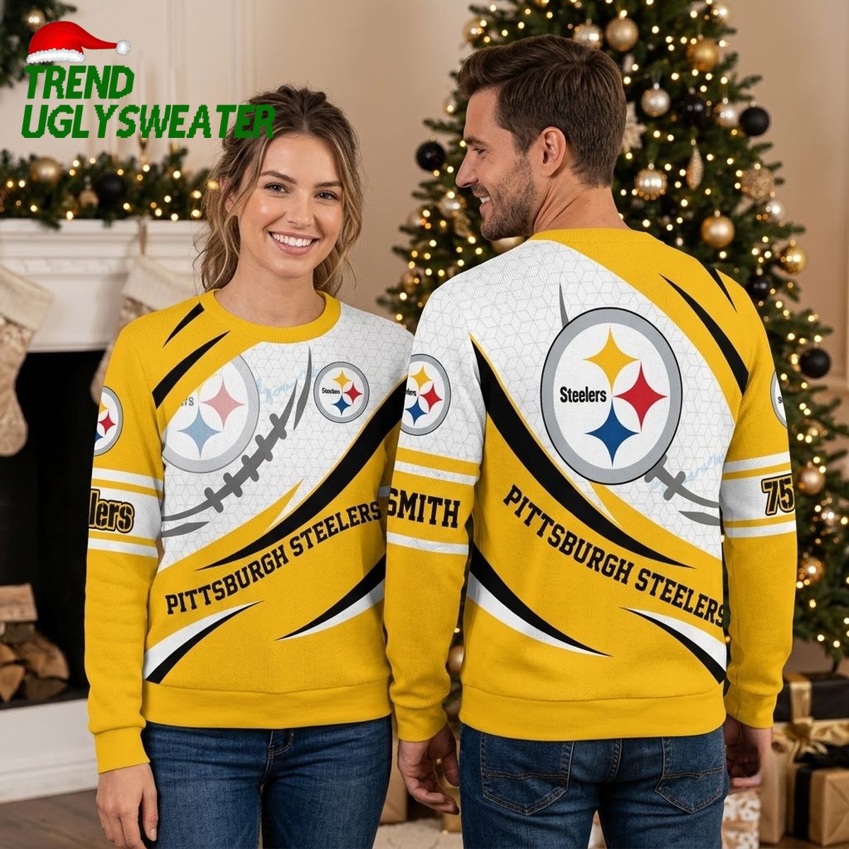 Pittsburgh Steelers Personalized Ugly Christmas Sweater With Custom Name