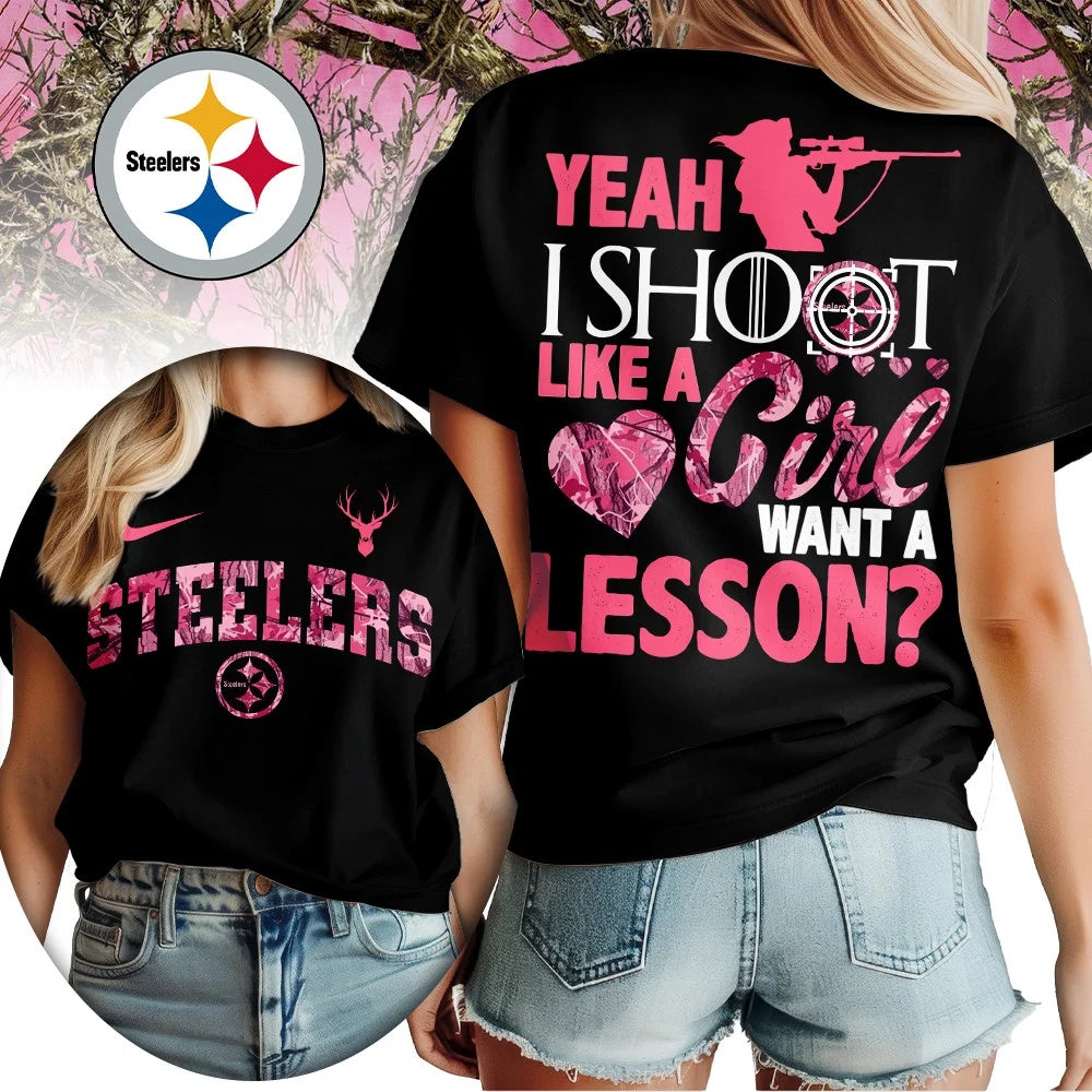 Pittsburgh Steelers Premium NFL Shoot Like A Girl Women Shirt