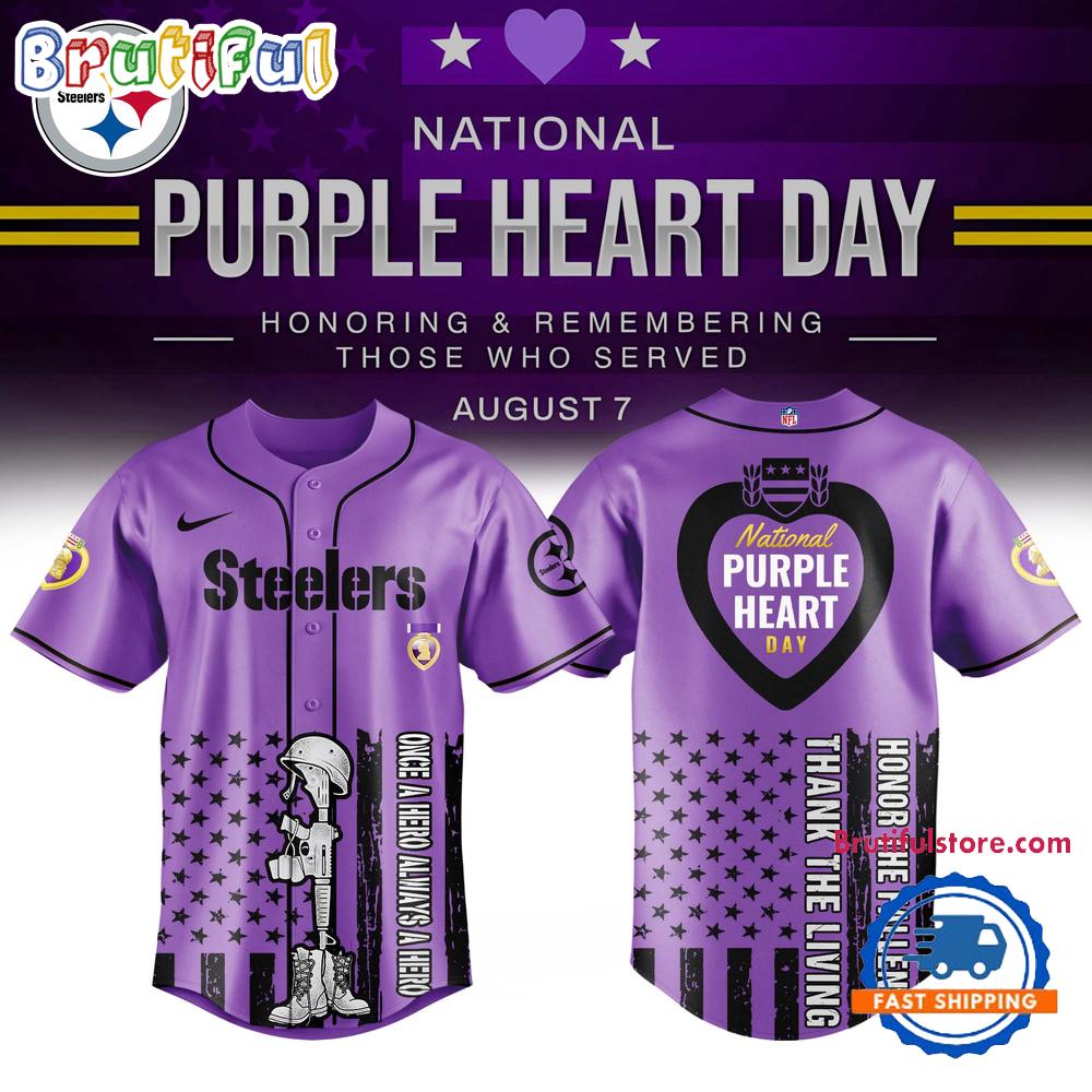 Pittsburgh Steelers Purple Heart Day Limited Edition Baseball Jersey