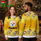 Pittsburgh Steelers Santa Skull Candy Cane Ugly Christmas Sweater