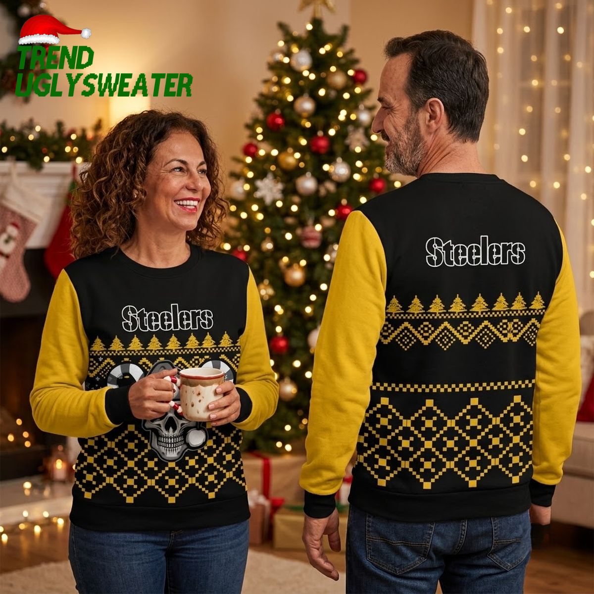 Pittsburgh Steelers Santa Skull Ugly Christmas Sweater