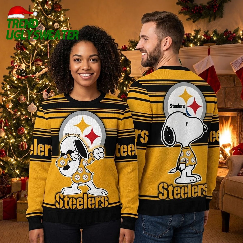 Pittsburgh Steelers Snoopy Dab Ugly Christmas Sweater