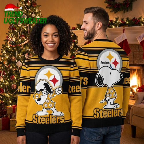 Pittsburgh Steelers Snoopy Dab Ugly Christmas Sweater