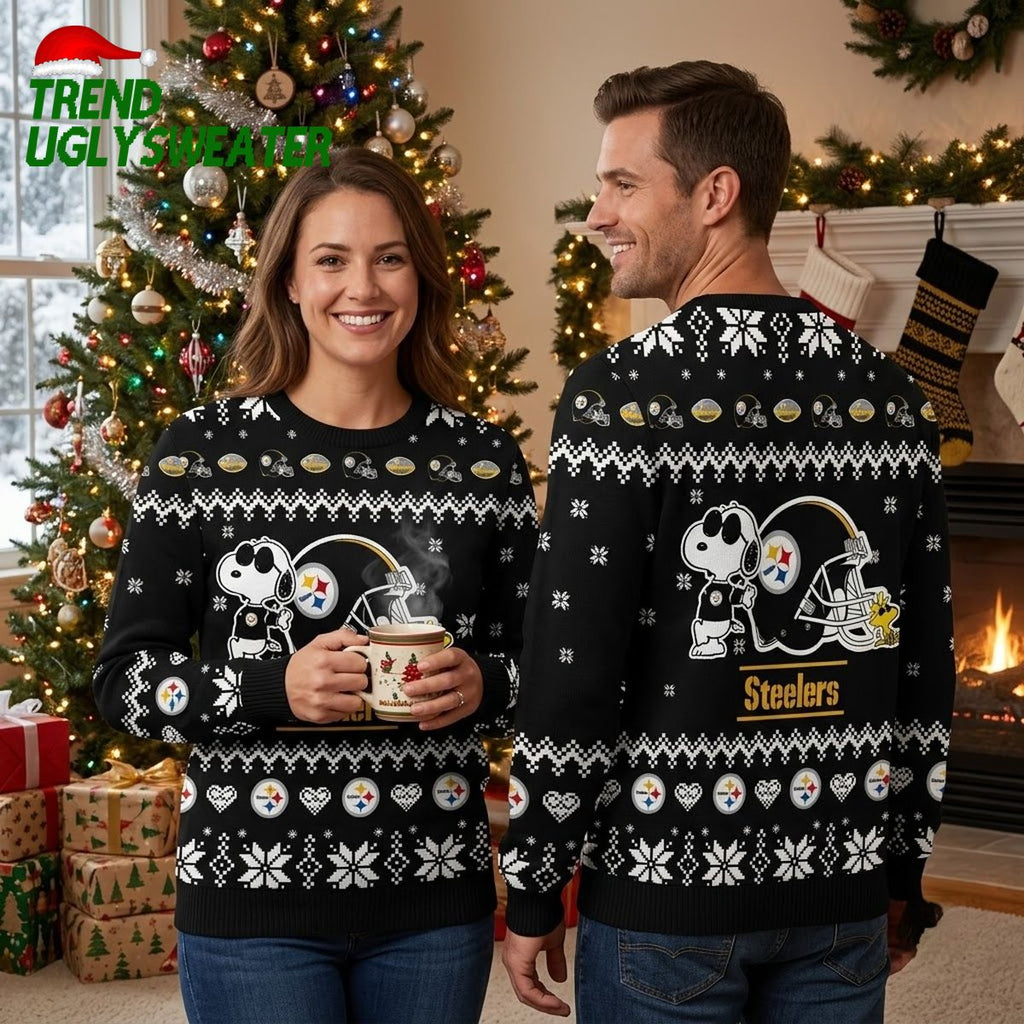 Pittsburgh Steelers Snoopy Football Helmet Ugly Christmas Sweater