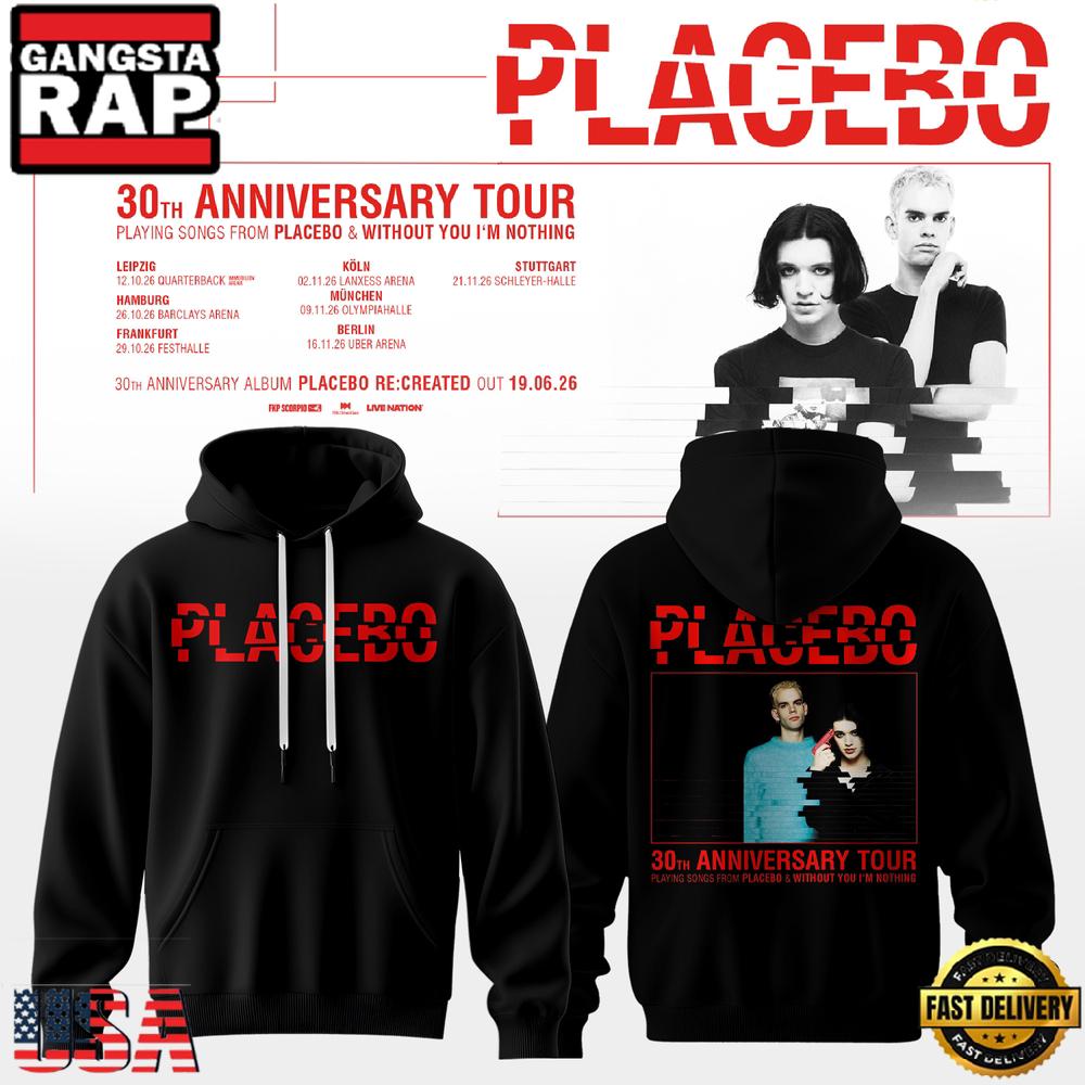 Placebo 30th Anniversary Tour Black Pullover Hoodie Shirt