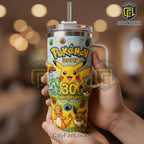 Pokemon 30th Anniversary - Personalized David Premium Tumbler