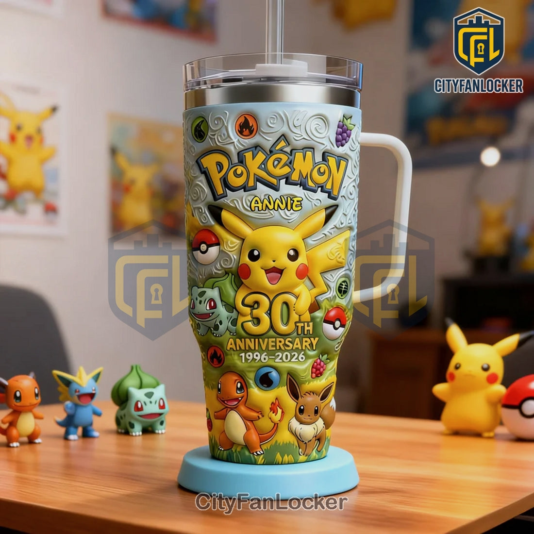 Pokemon 30th Anniversary - Personalized David Premium Tumbler