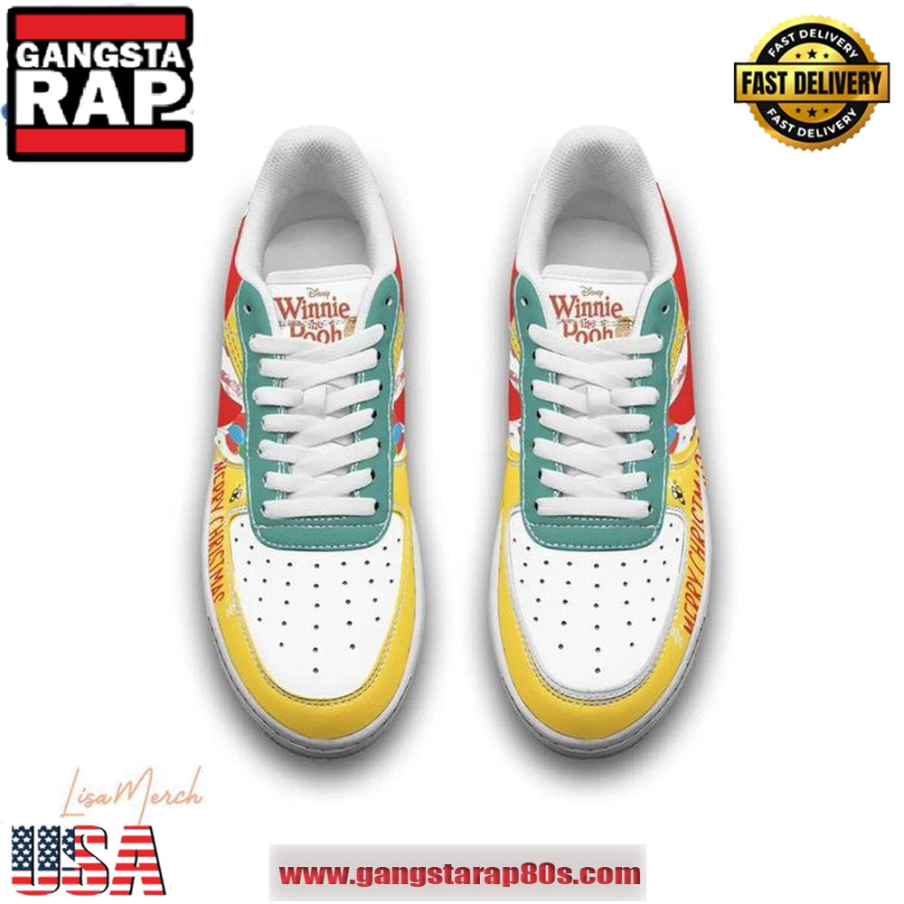 Pooh Merry Christmas Limited Edition Air Force 1 Running Sneakers Shoes
