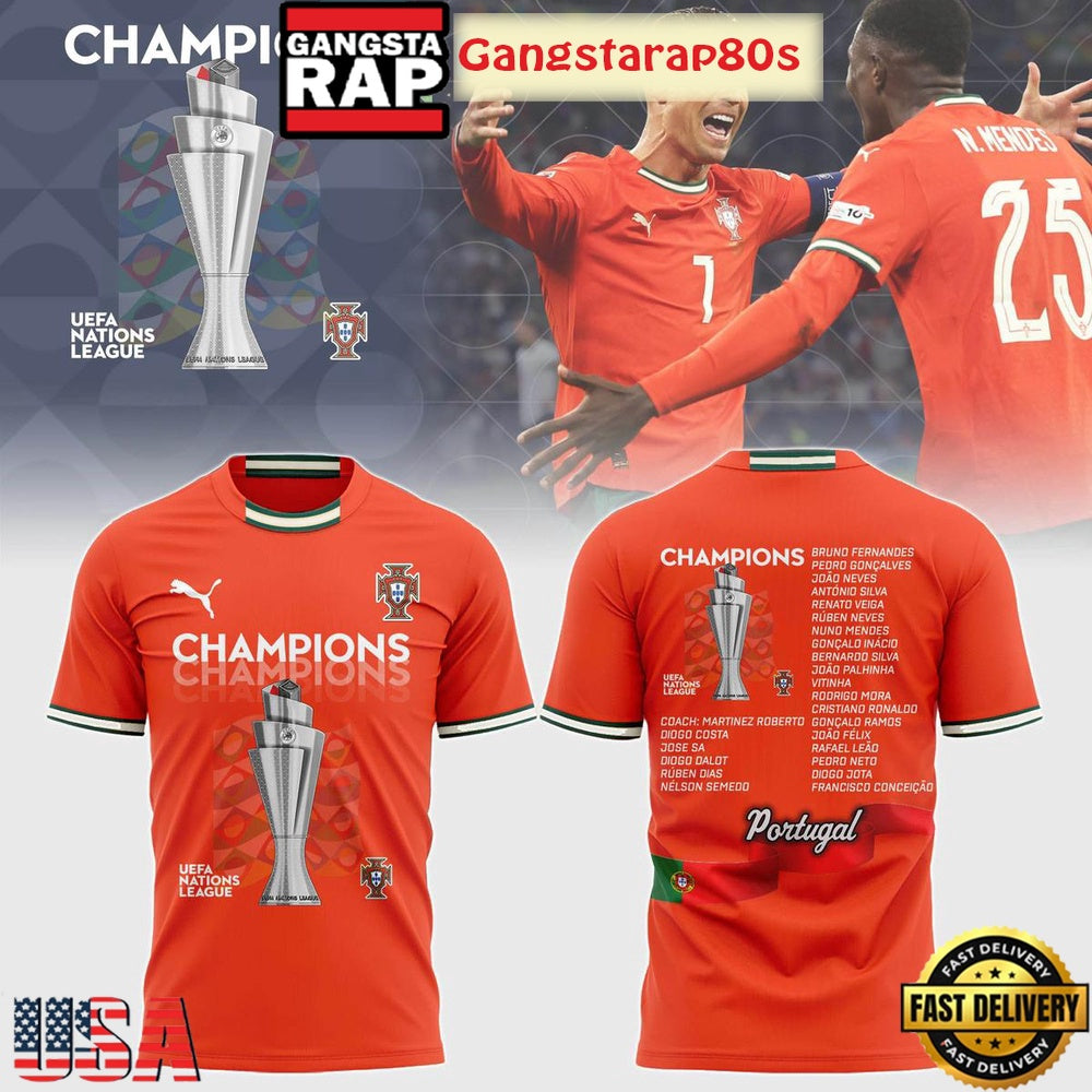 Portugal UEFA Nations League 2025 Champions All Over Print T-Shirt Hoodie