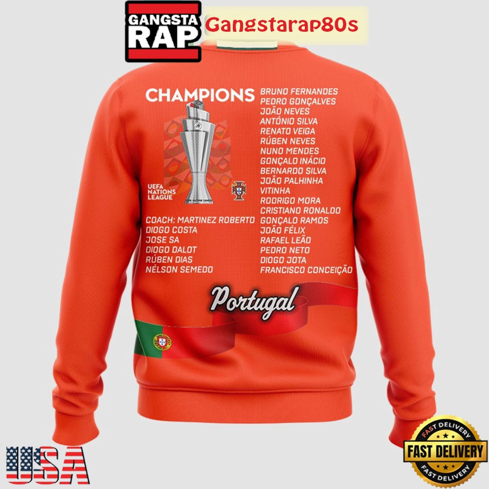 Portugal UEFA Nations League 2025 Champions All Over Print T-Shirt Hoodie