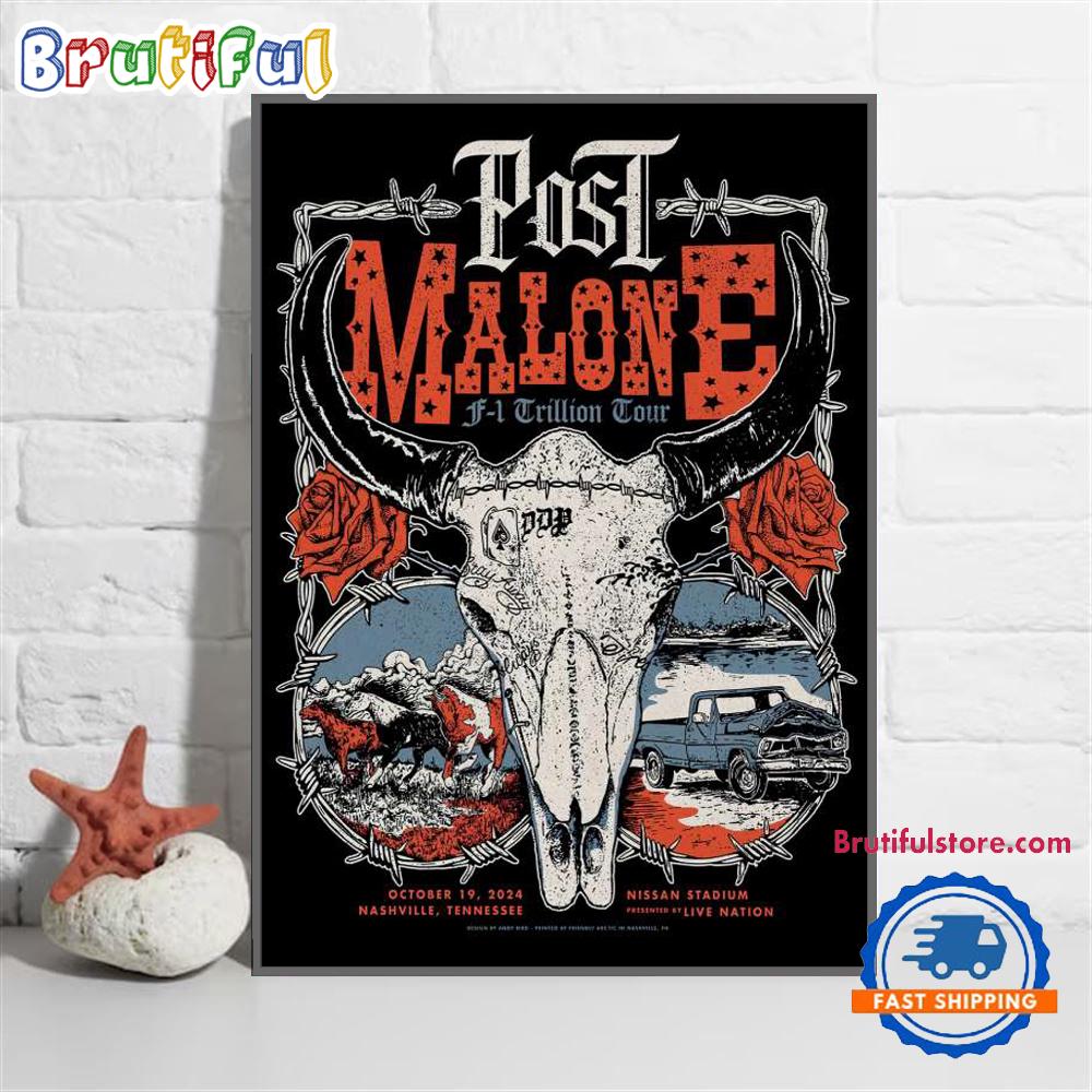 Post Malone At Nissan Stadium In Nashville TN On October 19 2024 Poster Canvas Art